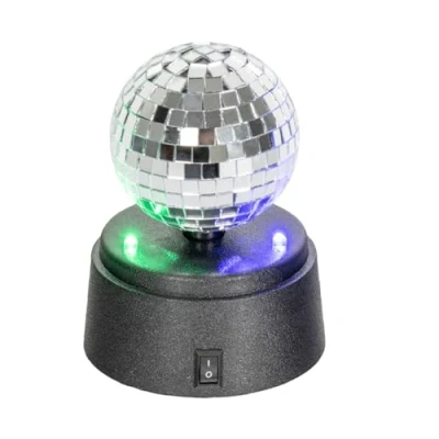 Image of Global Gizmos 45839 Mini Disco Ball/Light Up Mirror Ball/Efficient LED Lights / 3 Inch Diameter/Perfect for Tabletops, Kids Parties &amp; More, Silver