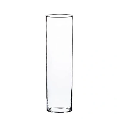 Image of Lucenté Home Collection XL Large Giant Clear Glass Cylinder Vase 60cm (H) x 18.5cm Dia Quality Handmade Craftmanship.