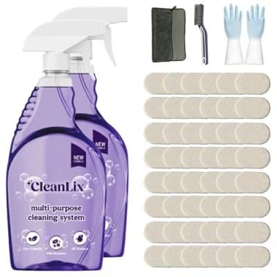 Image of Cleanlix Cleaning Spray, Cleaner for Instant Stain Removal, All Purpose Spray with Tablets, The in One Solution Every (Lemon48,2 Bottle)