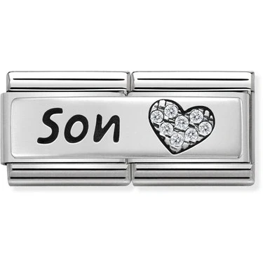 Image of Nomination Silver Son Double Plate Charm