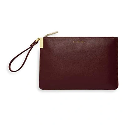 Image of Katie Loxton Love Womens Vegan Leather Secret Message Pouch Clutch Metallic Burgundy