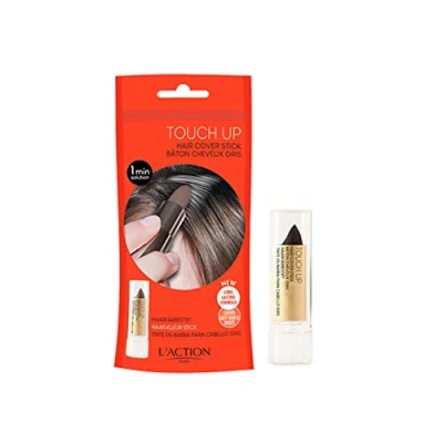 Image of L&#039;Action Paris Touch Up Hair Cover Stick, Covers Grey and Discoloured Roots, Water Resistant Long Lasting Formula for Natural Look, Cleanse to Remove, Black 4g