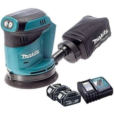 Image of Makita DBO180Z 18V Li ion Random Orbital Sander Body with 2 x 5ah BL1850 Battery &amp; DC18RC Charger