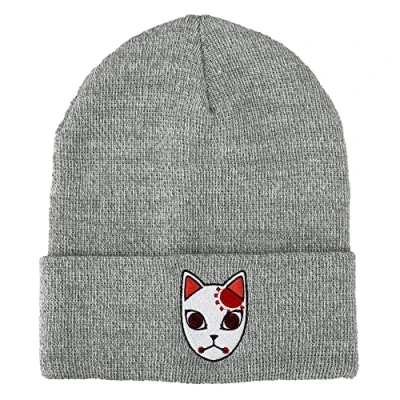 Image of Bioworld Demon Slayer Grey Fox Mask Embroidered Cuff Beanie