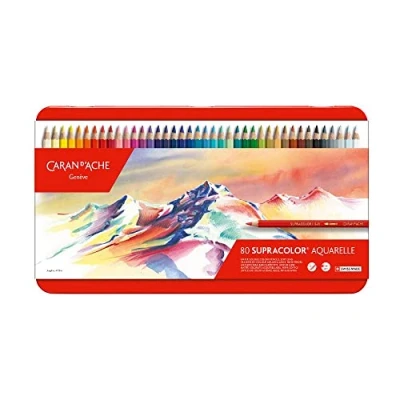 Image of Caran Dache Metal tin with 80 assorted colours