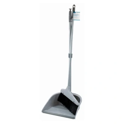 Image of Grey Long Handle Dustpan &amp; Brush Set By Ashley