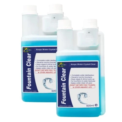Image of Hydra Fountain Clear Water Feature Cleaning, 2x500ml Treats 30,000L Highest Dilution Rates, Cleaner Treatment Keeps Crystal from Algae, Green Water, Biofilm Build up