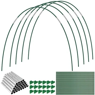 Image of 36Pcs Garden Greenhouse Hoops Grow Tunnel, 17 Inches Detachable Rust Free Fiberglass Support Frame with 18 Clips, DIY Plant Stakes for Netting Raised Beds