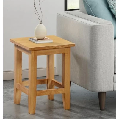 Image of Hallowood Furniture Aston Oak Small Side Table, Wooden Coffee Bedside Console End Plant Stand, Lamp Tables, Table for Spaces