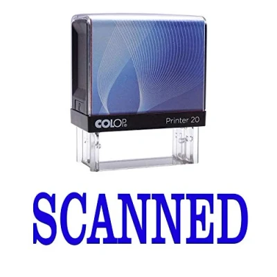 Image of Scanned Self Inking Rubber Stamp Blue Ink Office Stationary Custom Colop Stamps