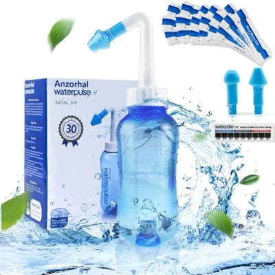 Image of Sinus Rinse Kit,Nasal Rinse,Sinus Rinse,Neti Pot,Neti Pot Kit,300ml Neti Kit (30 Packets Nasal Wash Salt)