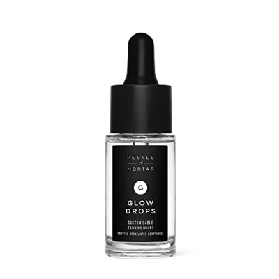 Image of Pestle &amp; Mortar Glow Drops Fake Tan Self with Hyaluronic Acid, Customisable Face Tan, Non Comedogenic, Cruelty Free Vegan 15ml