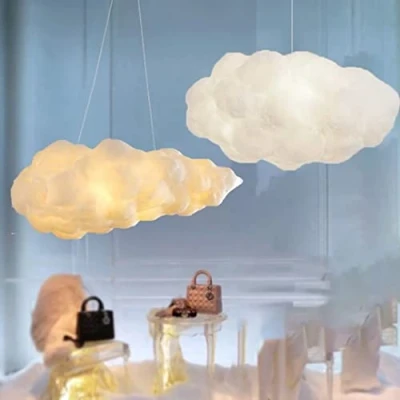 Image of DUNMW 3D Creative Cotton Clouds Pendant Light Chandelier Fire Protection Cloud Ceiling Lamp Decorative Atmosphere for Bedroom, Living Room, Shop, 3 Lighting