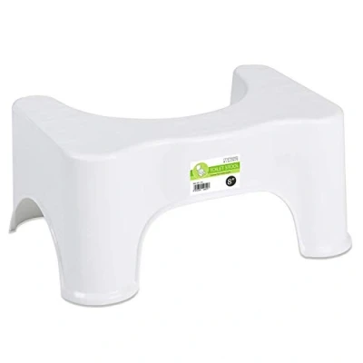 Image of Squatting Step Toilet Stool 8 Inch Non Slip Bathroom Squat Aid Proper Posture Footstool 8&quot; Standard White