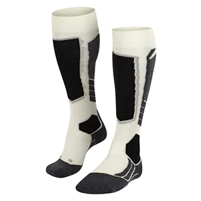 Image of FALKE Women&#039;s SK2 Intermediate Wool W KH Breathable Warm Thick 1 Pair Skiing Socks, White (Off 2040), 2.5 3.5