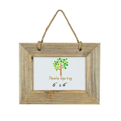 Image of 6&quot; x 4&quot; Natural Wooden Hanging Photo Frame By Nicola Spring