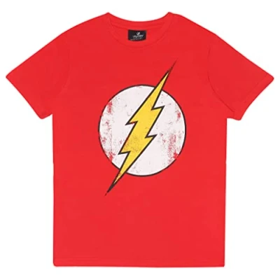 Image of DC Comics The Flash Distressed Logo T Shirt, Kids, 3 15 Years, Red, Official Merchandise 8 9 Years