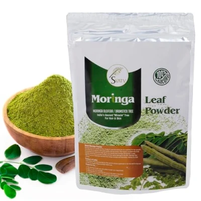 Image of SVATV Natural Moringa Powder (Moringa Oleifera Leaf Powder) Rich in Antioxidants Tea 227 Grams, Half Pound