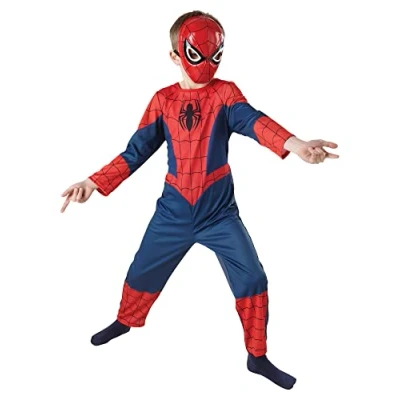 Image of Rubie&#039;s 35634NS000 Spiderman 1/2 Mask Spider Man Kids Fancy Dress, Red, One Size