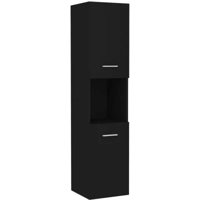 Image of vidaXL Bathroom Cabinet Black 30x30x130 cm Engineered Wood