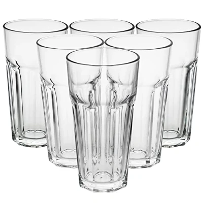 Image of Queensway Home &amp; Dining Set of 6 Tall Craft Beer Glasses Clear Glass Cups Highball Tumblers for Water Juice Drinks and Cocktails Glassware
