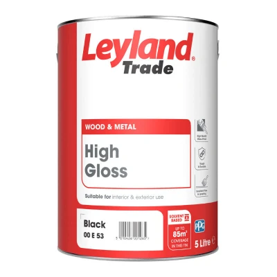 Image of Leyland Trade High Gloss Paint Black 5L