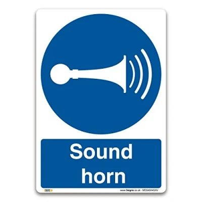 Image of Sound horn Sign A4 Self adhesive Vinyl Mandatory Information Safety
