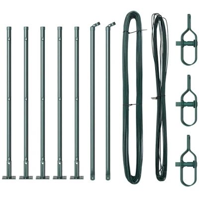 Image of vidaXL Fence Posts with Base Plates 7 pcs Ø32mm 50cm Galvanised Steel