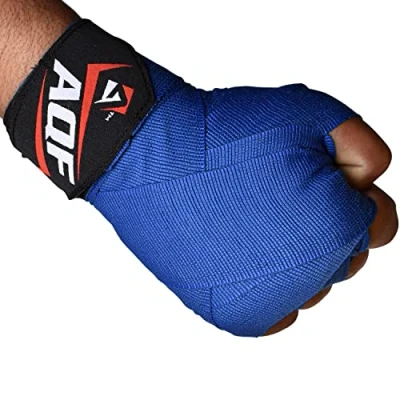 Image of AQF Boxing Hand Wraps Bandages Inner Gloves Muay Thai MMA UFC (Blue)