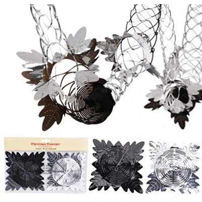 Image of Christmas Concepts® Pack Of 2 9ft Garland Festive Hanging Decorations (BLACK &amp; SILVER)
