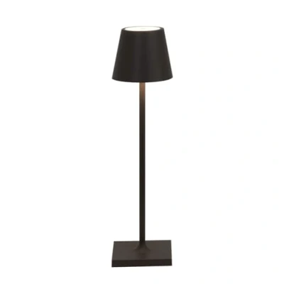 Image of Zafferano, Poldina Micro Lamp, Rechargeable Cordless Table Lamp with Touch Controls, Suitable for Interior and Outdoor, Dimmer, 2200 3000 K, Height 27.5 cm, Black Colour