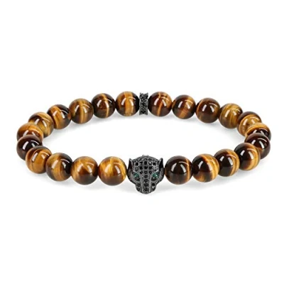 Image of COAI Mens Womens Leopard Brown Tiger Eye Stone Bracelet