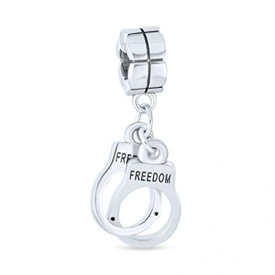 Image of Shades Of Grey Dangle Handcuff Charm Bead For Women Teen .925 Sterling Silver Fits European Bracelet