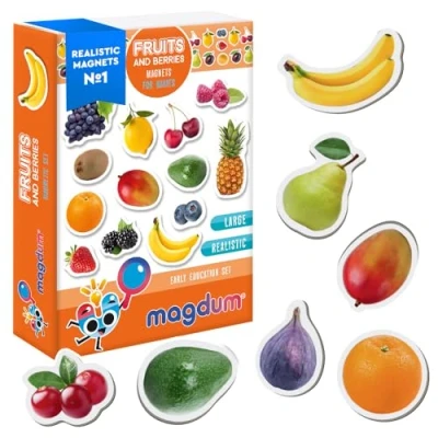 Image of Fridge Magnets For Toddlers Magdum 25 FRUITs&amp;Berries Kids Magnetic Shapes Magnet Toy
