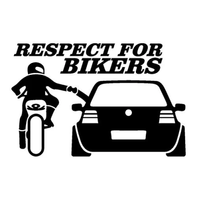 Image of Car Sticker, 2Pcs/Set Respect for Bikers Funny Body Bumper Vinyl Decor Decal Sticker Black