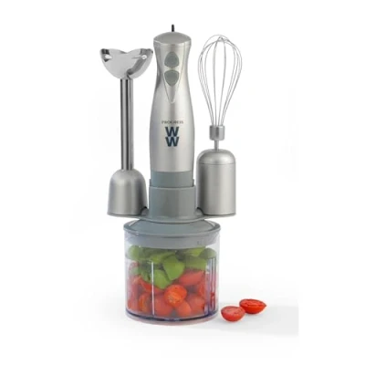 Image of Progress by WW EK5247WW 3 in 1 Blender Set, Whisk, Blend, Chop, Attachments Included, 500 ml Chopping Bowl, 2 Speeds, Stainless Steel Blades, Easy to Use, Soups, Smoothies, Whisk Eggs, 350 W, Silver