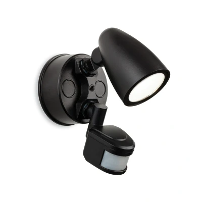 Image of Security Outdoor Integrated LED PIR Motion Sensor Wall Spotlight Black IP54
