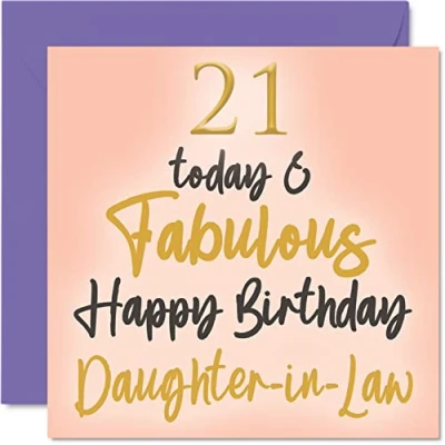 Image of Fabulous 21st Birthday Cards for Daughter In Law 21 Today &amp; Happy Card from Mum Dad Law, Gifts, 145mm x Lovely Greeting Gift