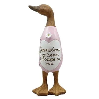 Image of Shudehill Giftware Daisy Message Wooden Duck Ornament Gift Family, Friends, Auntie, Daughter, Sister, Grandma, Nan or Mum Messages (Grandma)