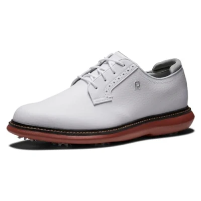 Image of FootJoy Men&#039;s Traditions Golf Shoe, White/White/Brick, 7 UK