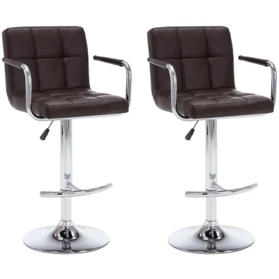 Image of vidaXL Bar Stools 2 pcs Brown Faux Leather