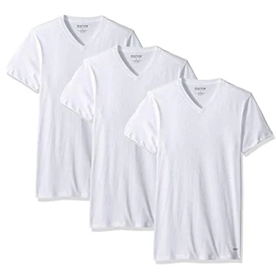Image of Kenneth Cole Set of 3 Mens V Neck White T Shirt (as8, Alpha, x_l, Regular, Regular)
