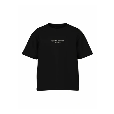 Image of NAME IT Boy&#039;s NKMBRODY SS NREG TOP NOOS T Shirt, Black/Print:W. Jet Stream Print, 122/128 cm