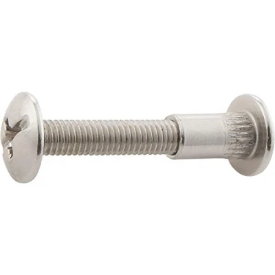 Image of Connecting Screw M6, Cross Recess Bushings Diameter 8 mm, Wood Thickness 30 40 Nickel Plated Steel, Contents: 10 Pieces