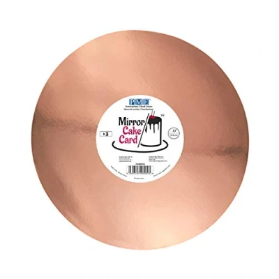 Image of PME CMRR931 Mirror Cake Card Round Metallic Rose Gold Pack of 3,25cm/10 Inch