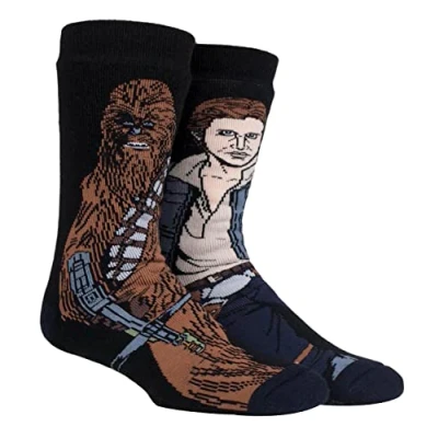 Image of HEAT HOLDERS Mens Star Wars Socks Lite Novelty Thermal for Winter (6 11, Chewie &amp; Hans)