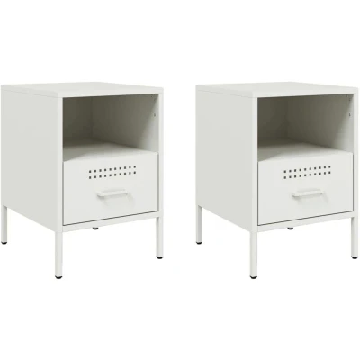 Image of vidaXL Bedside Cabinets 2 pcs White 36x39x50.5 cm Steel