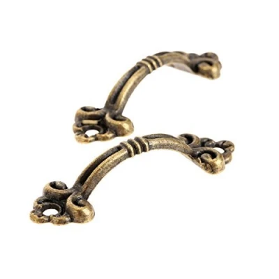 Image of Dophee 12Pcs Pull Handle Cabinet Door Knobs Bar Furniture Bow Small Brass Decorative for Drawer Wardrobe Cupboard Closet Dresser Box Case Chest