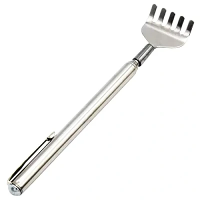 Image of Marksman Hand Claw Pen Style Silver Back Scratcher Metal Extending Extendable Massager Head Relaxation Portable Telescopic Summer Novelty Gift Mobility Reach UK Free P&amp;P