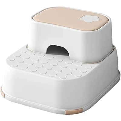Image of step Stool 2 Tier Non Slip Removable Foot Bench Plastic Leader Baby Up Sturdy Strong Safe Toddlers Potty Training Toilet Kitchen Gift Home (Pink)